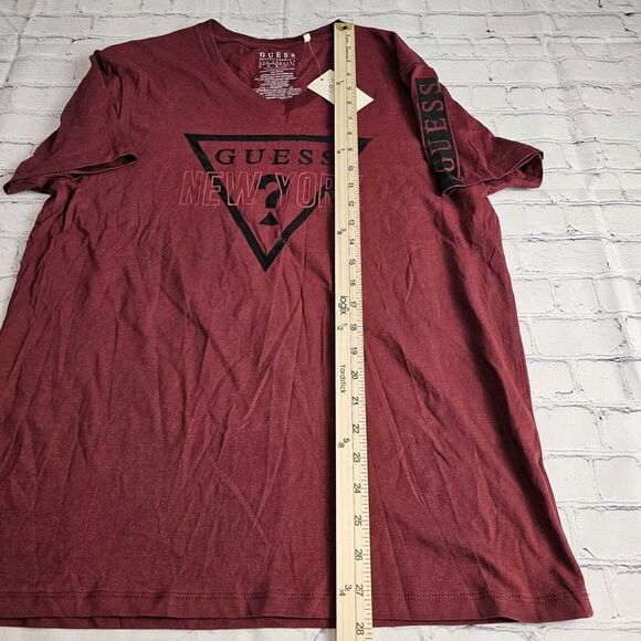 NEW Guess Womens Top Large Cap Sleeve Pinot‎ Noir Cotton New York Logo - Picture 9 of 11